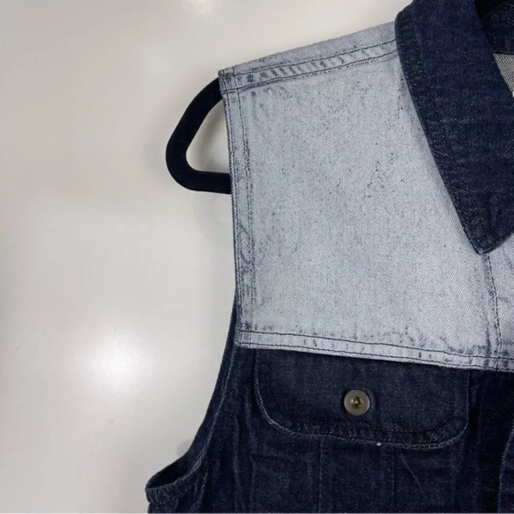 Rag & Bone Color Block Blue Denim Jean Vest Sleeveless Women's Size XS Oversized